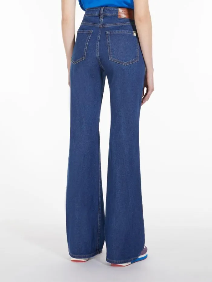 Woman Bell Bottom Denim Jeans Navy Maxmara Trousers