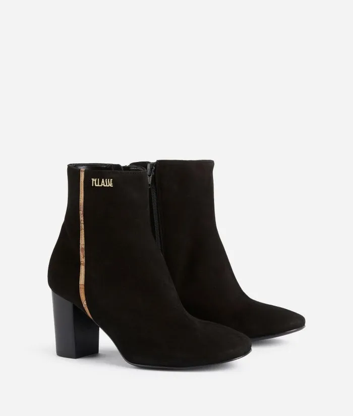Woman Boots and Booties Alviero Martini Suede Ankle Boots With 1 Classe Logo Black