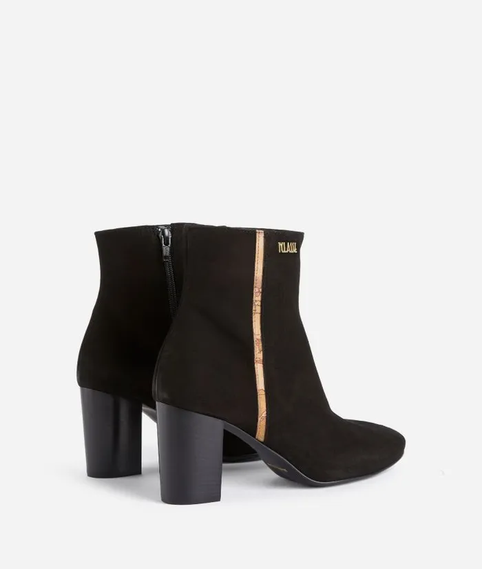 Woman Boots and Booties Alviero Martini Suede Ankle Boots With 1 Classe Logo Black