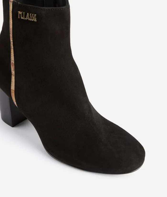 Woman Boots and Booties Alviero Martini Suede Ankle Boots With 1 Classe Logo Black