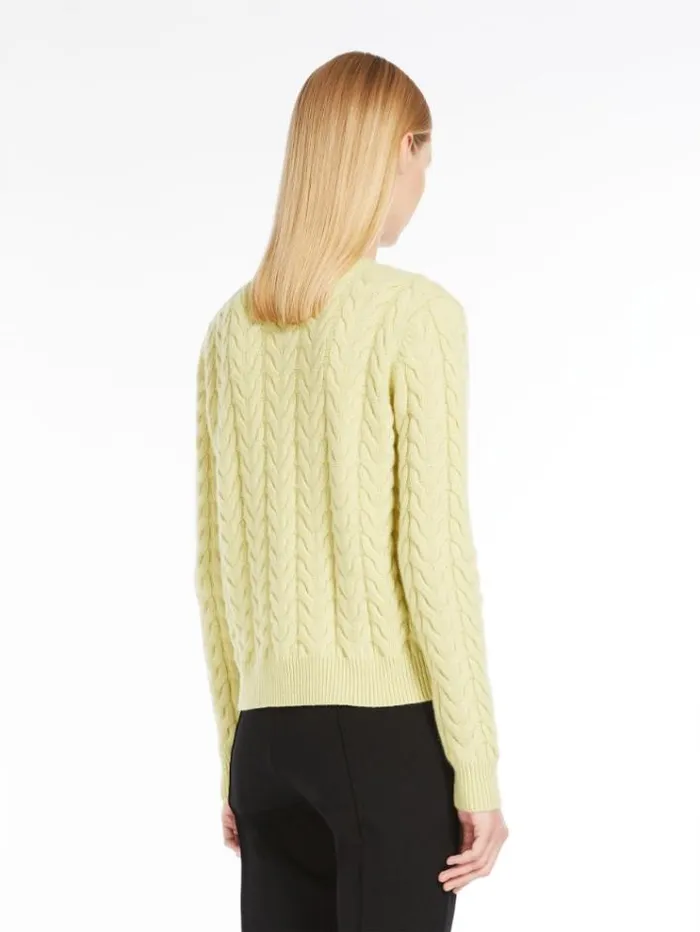 Woman Cable Knit Cashmere Jumper Lime Maxmara Knitwear And Sweatshirts Woman Cable Knit Cashmere Jumper Lime Maxmara Knitwear And Sweatshirts