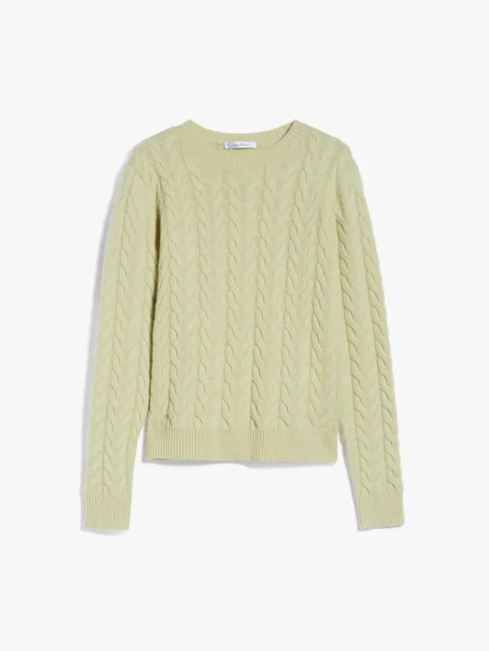 Woman Cable Knit Cashmere Jumper Lime Maxmara Knitwear And Sweatshirts Woman Cable Knit Cashmere Jumper Lime Maxmara Knitwear And Sweatshirts