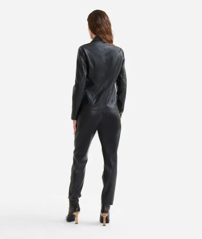 Woman Coats and Jackets Alviero Martini Faux Napa Leather Zipped Jacket Black