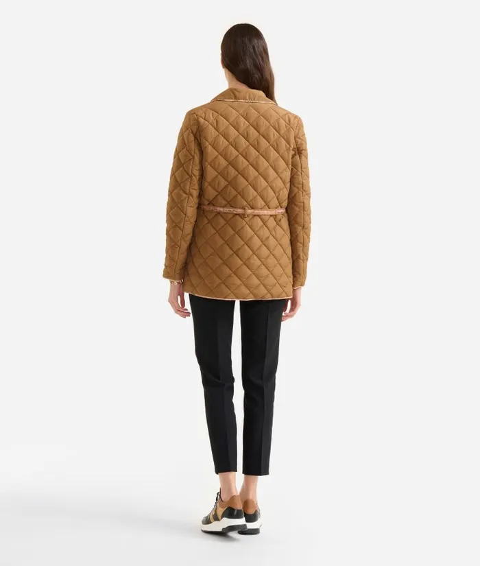 Woman Coats and Jackets Alviero Martini Padded Nylon Jacket With Belt Camel