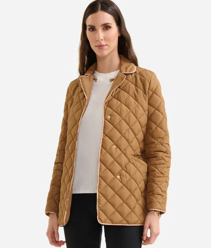 Woman Coats and Jackets Alviero Martini Padded Nylon Jacket With Belt Camel