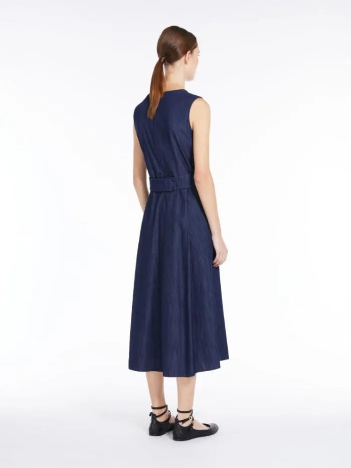 Woman Cotton Denim Dress Navy Maxmara Dresses Woman Cotton Denim Dress Navy Maxmara Dresses