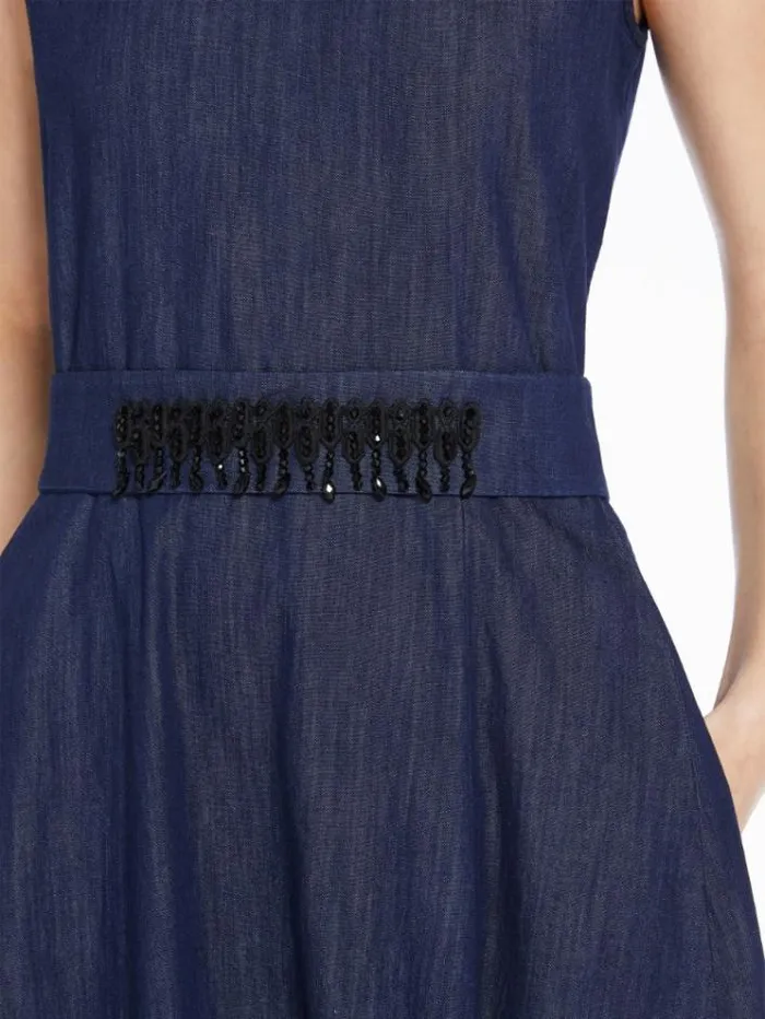 Woman Cotton Denim Dress Navy Maxmara Dresses Woman Cotton Denim Dress Navy Maxmara Dresses