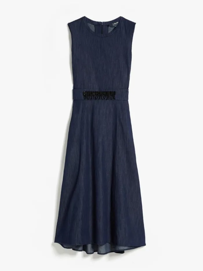 Woman Cotton Denim Dress Navy Maxmara Dresses Woman Cotton Denim Dress Navy Maxmara Dresses