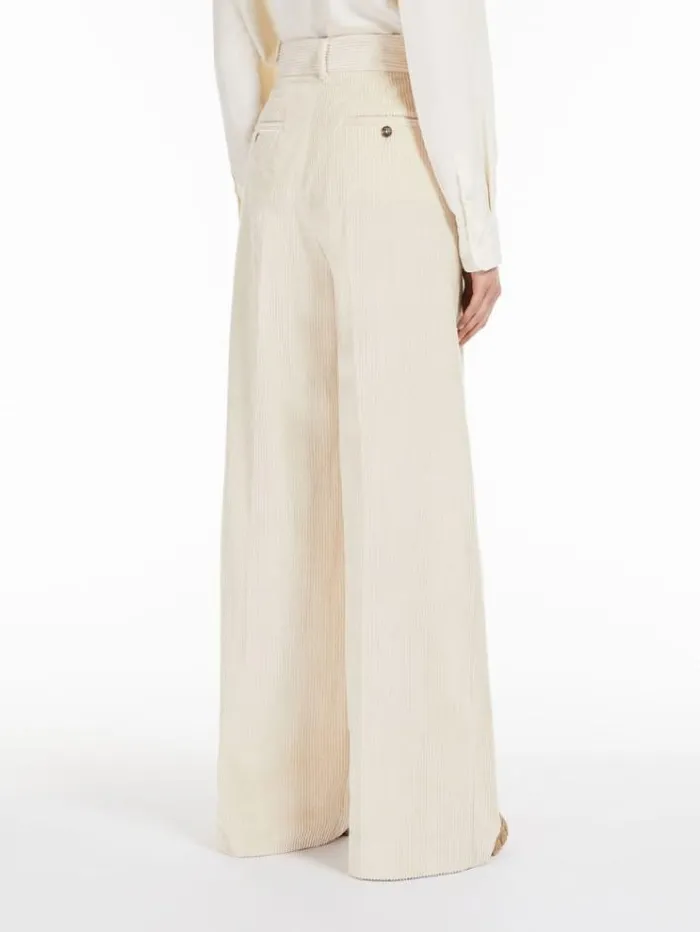 Woman Cotton Velvet Trousers Ivory Maxmara Trousers