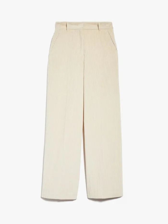 Woman Cotton Velvet Trousers Ivory Maxmara Trousers