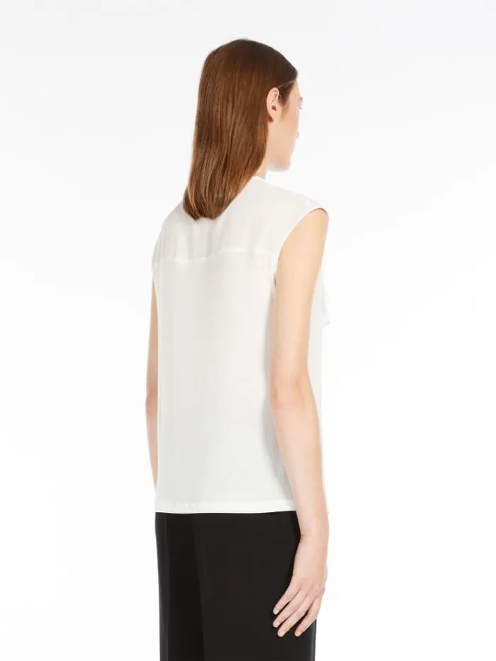 Woman Crepe De Chine Ruffle Blouse Silk Maxmara Shirts And Tops