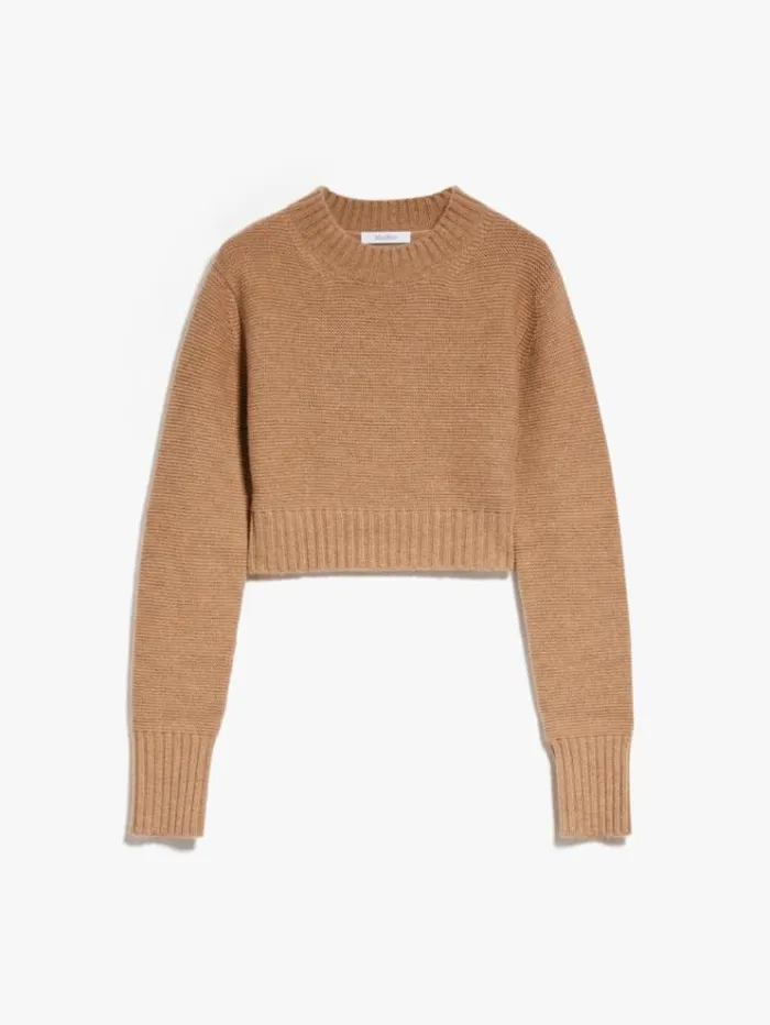 Woman Cropped Cashmere Jumper Camel Maxmara Knitwear And Sweatshirts Woman Cropped Cashmere Jumper Camel Maxmara Knitwear And Sweatshirts