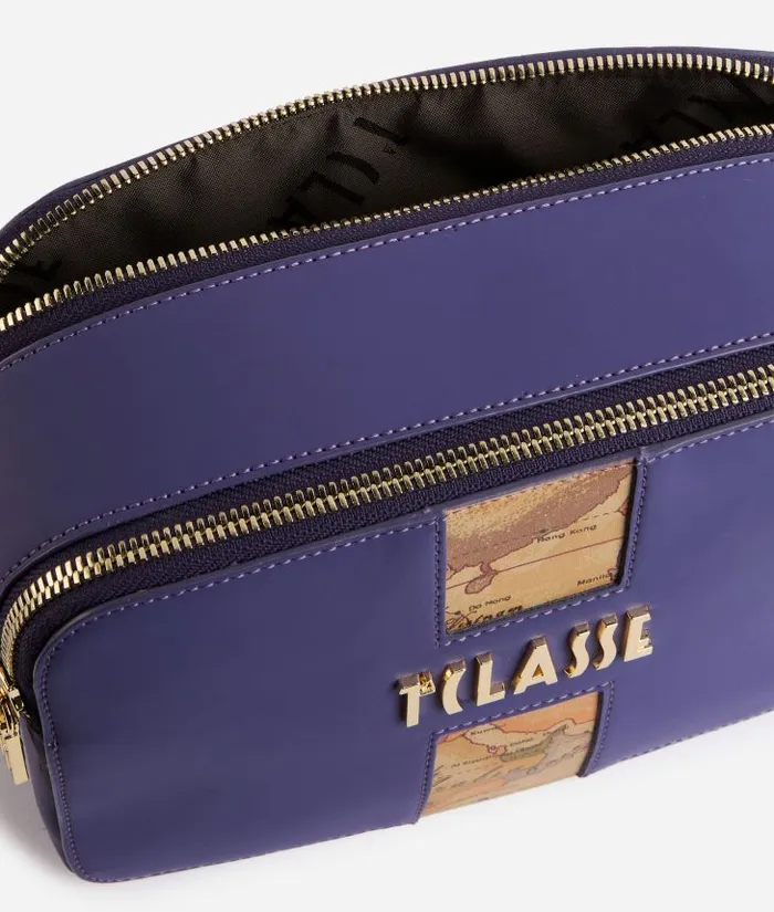 Woman Crossbody Bags Alviero Martini Journey Geo Small TwoZip Reporter Crossbody Bag Indigo