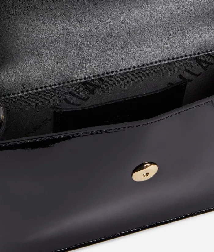 Woman Crossbody Bags Alviero Martini Winter Spirit Small Patent Leather Flap Crossbody Bag Black