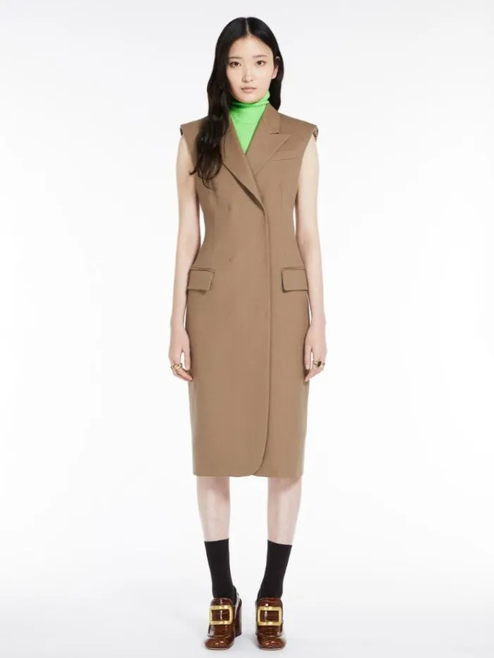 Woman Doublebreasted Sleeveless Dress Beige Maxmara Dresses