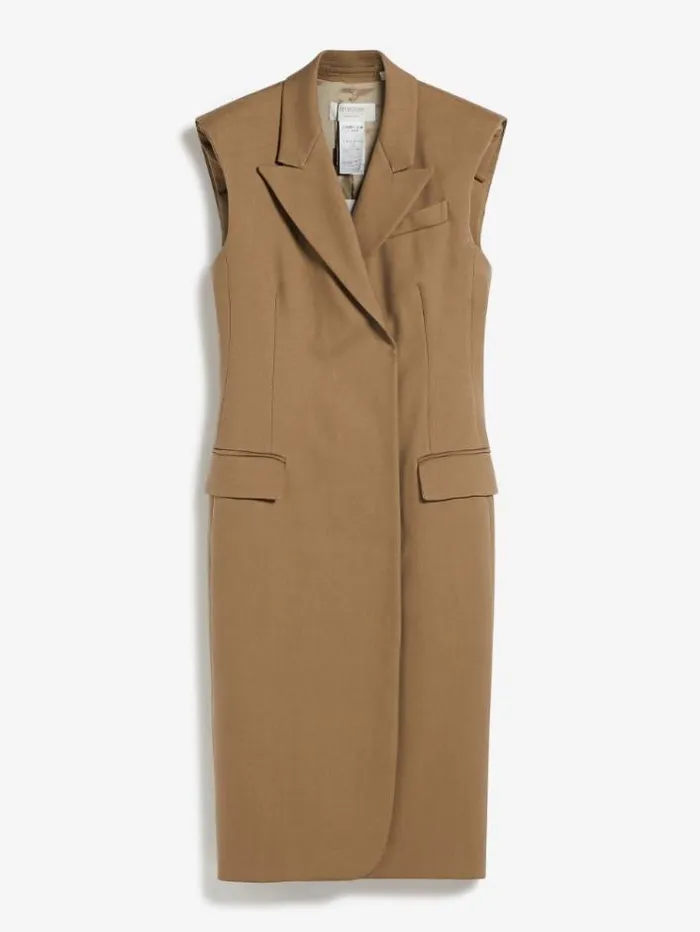 Woman Doublebreasted Sleeveless Dress Beige Maxmara Dresses Woman Doublebreasted Sleeveless Dress Beige Maxmara Dresses