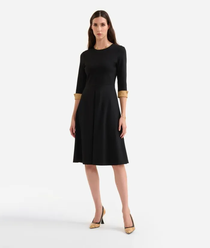 Woman Dresses Alviero Martini Punto Milano Jersey Dress With Box Pleat Black