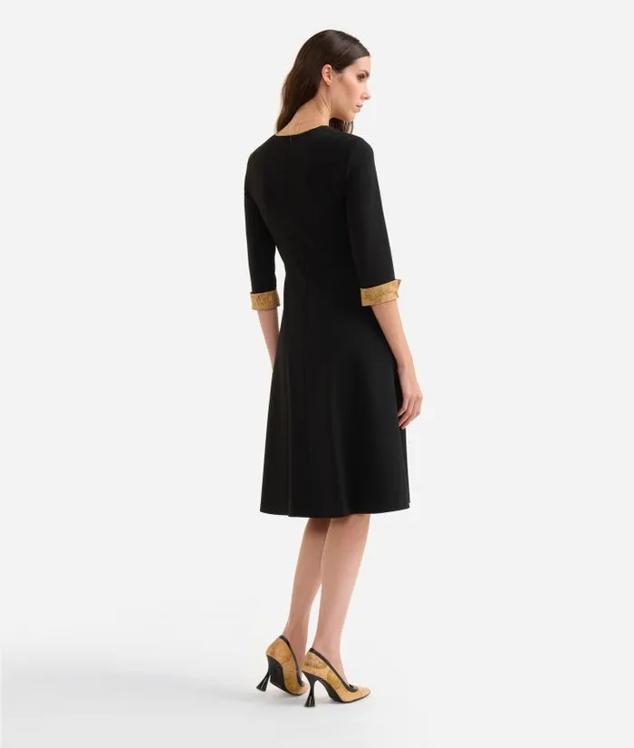 Woman Dresses Alviero Martini Punto Milano Jersey Dress With Box Pleat Black