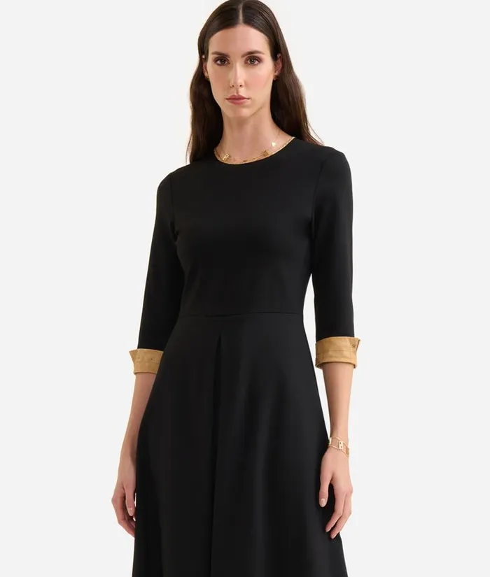 Woman Dresses Alviero Martini Punto Milano Jersey Dress With Box Pleat Black