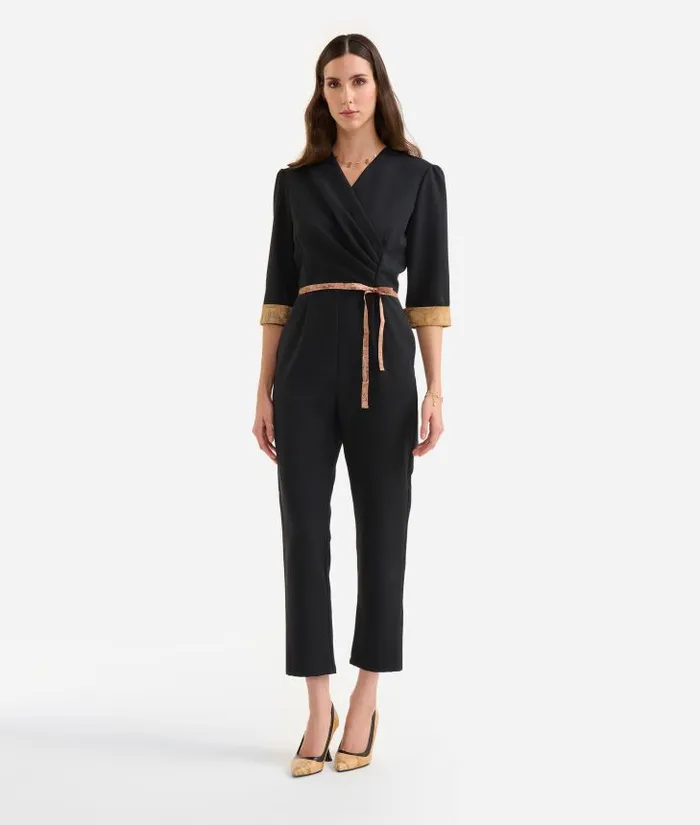 Woman Dresses Alviero Martini Stretch Fabric Jumpsuit With Geo Classic Cuffs Black Woman Dresses Alviero Martini Stretch Fabric Jumpsuit With Geo Classic Cuffs Black