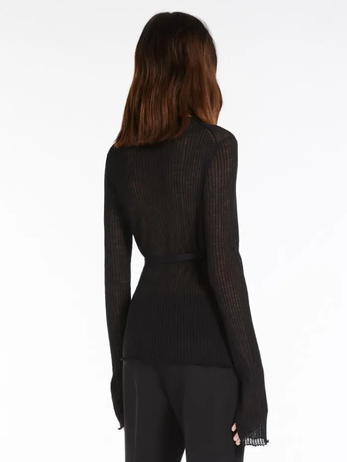 Woman Elasticated Beltembellished Snugfit Sweater Black Maxmara Knitwear And Sweatshirts Woman Elasticated Beltembellished Snugfit Sweater Black Maxmara Knitwear And Sweatshirts