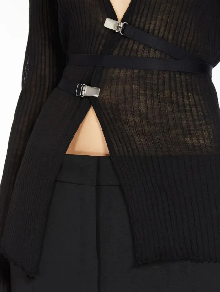 Woman Elasticated Beltembellished Snugfit Sweater Black Maxmara Knitwear And Sweatshirts Woman Elasticated Beltembellished Snugfit Sweater Black Maxmara Knitwear And Sweatshirts