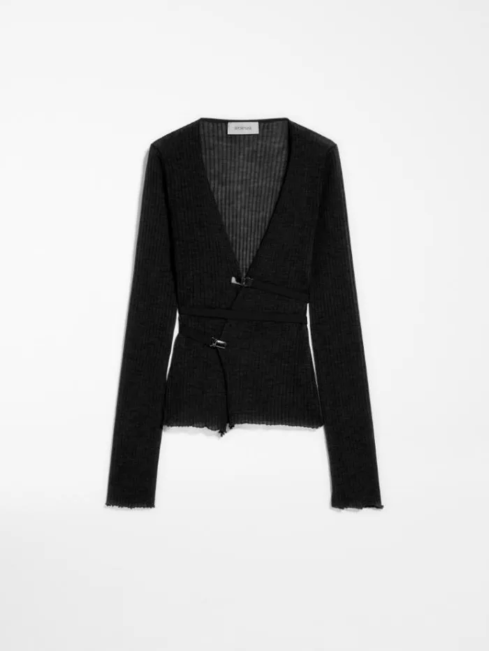 Woman Elasticated Beltembellished Snugfit Sweater Black Maxmara Knitwear And Sweatshirts Woman Elasticated Beltembellished Snugfit Sweater Black Maxmara Knitwear And Sweatshirts