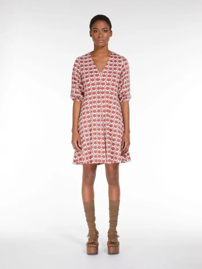 Woman Flared Dress In Printed Jersey Rust Maxmara Dresses