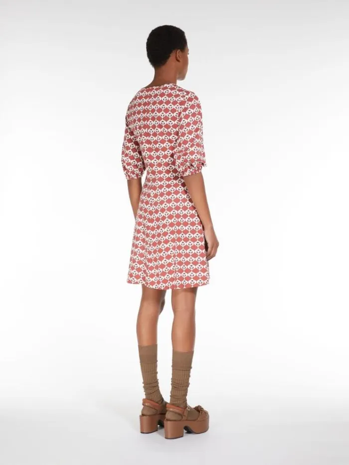 Woman Flared Dress In Printed Jersey Rust Maxmara Dresses Woman Flared Dress In Printed Jersey Rust Maxmara Dresses