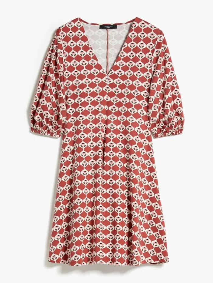 Woman Flared Dress In Printed Jersey Rust Maxmara Dresses Woman Flared Dress In Printed Jersey Rust Maxmara Dresses