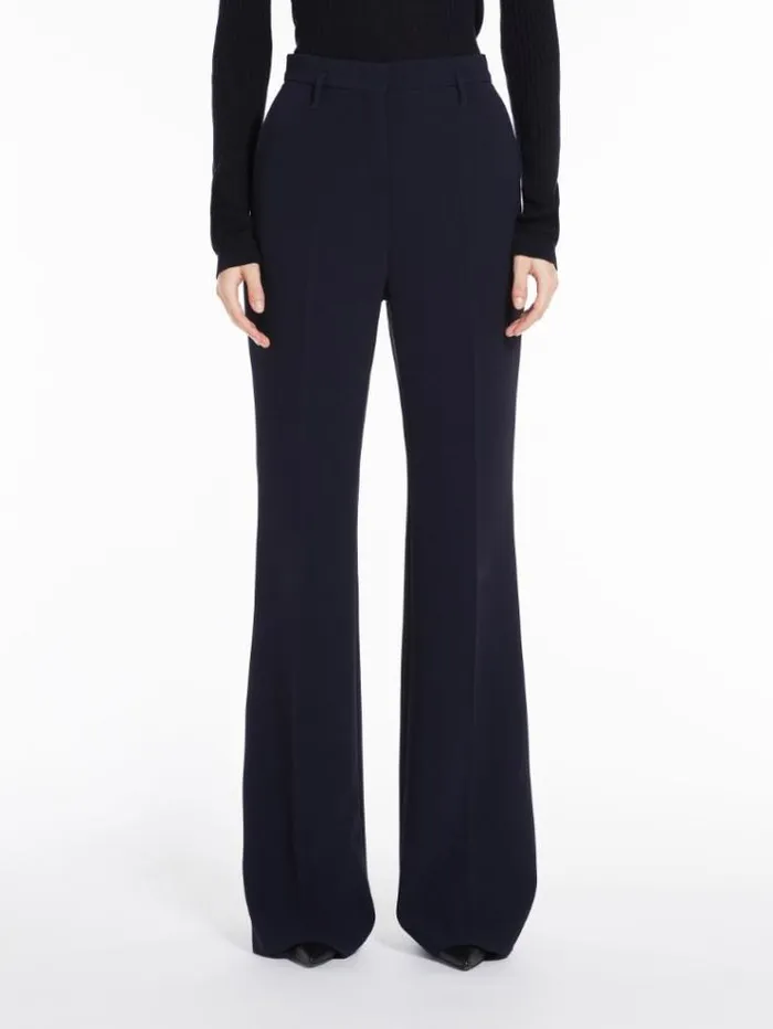 Woman Flared Technical Cady Trousers Navy Maxmara Suit