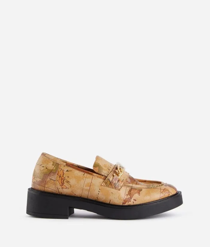 Woman Flat Shoes Alviero Martini Faux Napa Leather Loafers With Horsebit Geo Classic Woman Flat Shoes Alviero Martini Faux Napa Leather Loafers With Horsebit Geo Classic