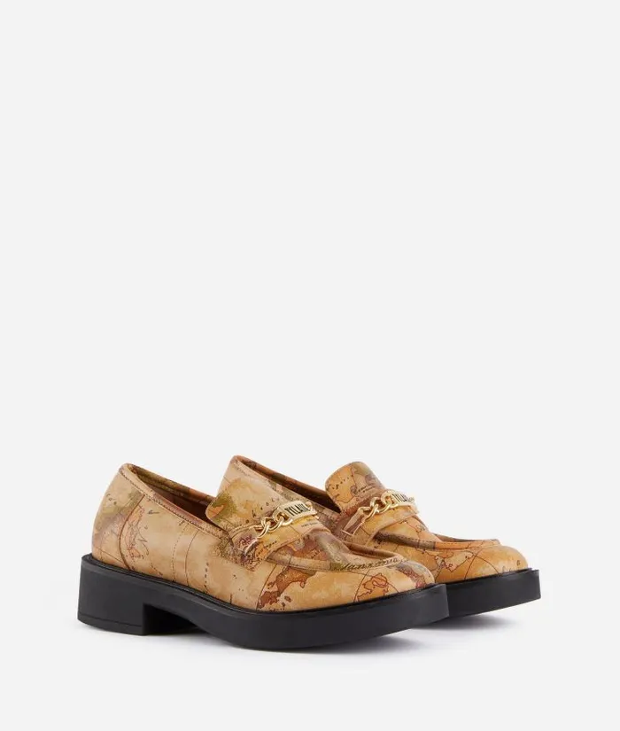 Woman Flat Shoes Alviero Martini Faux Napa Leather Loafers With Horsebit Geo Classic