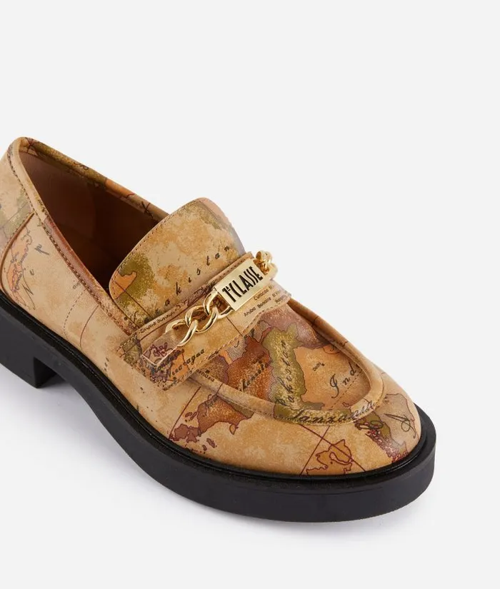 Woman Flat Shoes Alviero Martini Faux Napa Leather Loafers With Horsebit Geo Classic