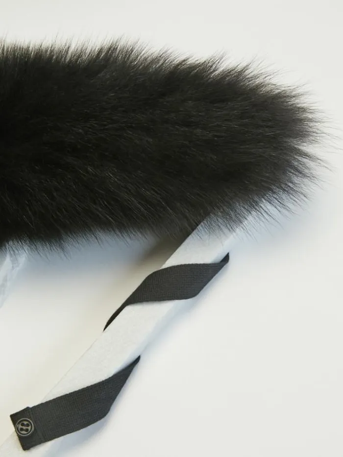 Woman Fox Fur Trimmed Hood Black Maxmara The Cube Accessories