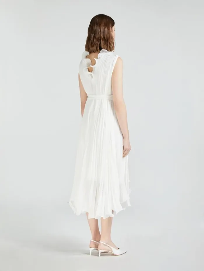 Woman Georgette Dress Optical White Maxmara Bridal Clothing Woman Georgette Dress Optical White Maxmara Bridal Clothing