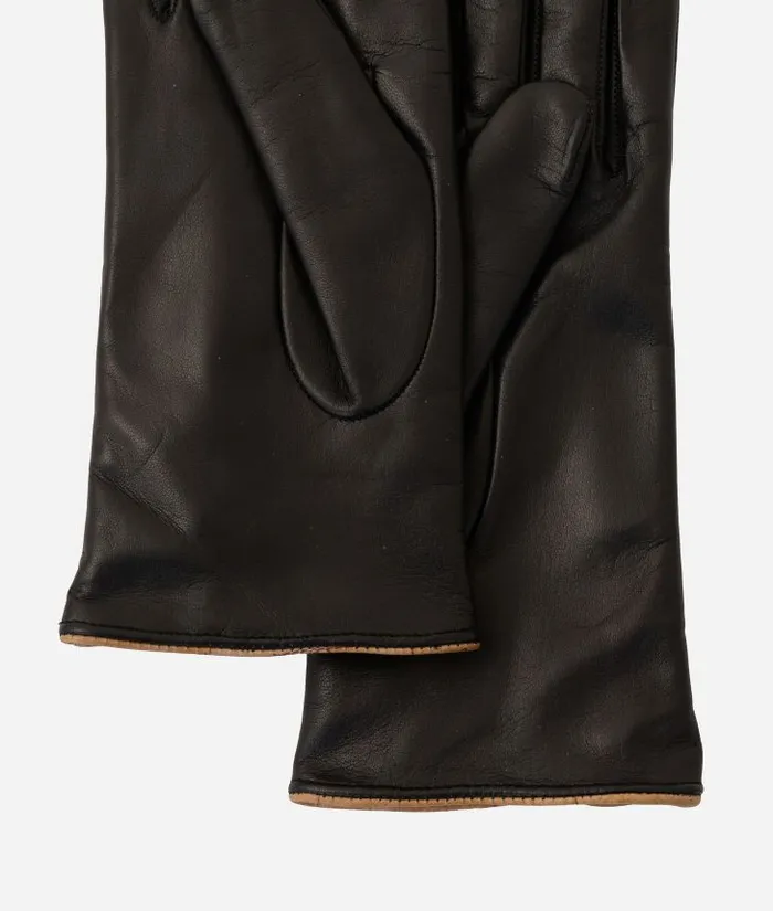 Woman Hats Alviero Martini Napa Leather Gloves With Geo Classic Details Black