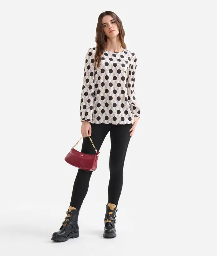 Woman Knitwears Shirts and Tops Alviero Martini GeoMetrico Print Basic Twill Blouse Greige