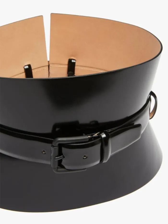 Woman Leather Bustier Belt Black Maxmara Belts