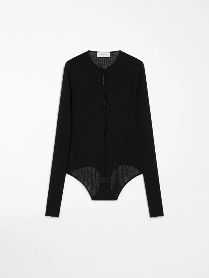 Woman Lightweight Woolblend Bodysuit Black Maxmara Knitwear And Sweatshirts Woman Lightweight Woolblend Bodysuit Black Maxmara Knitwear And Sweatshirts