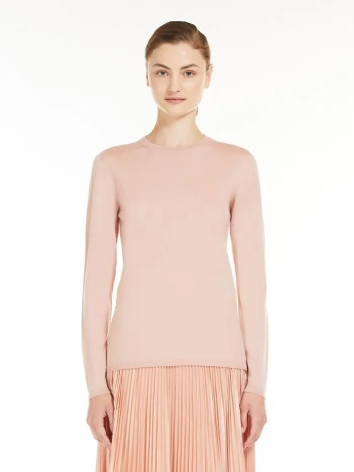 Woman Lightweight Wool Jumper Pink Maxmara Knitwear And Sweatshirts