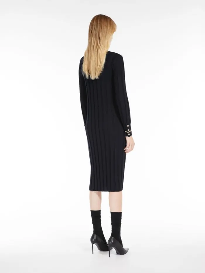 Woman Long Wool Yarn Dress Navy Maxmara Dresses Woman Long Wool Yarn Dress Navy Maxmara Dresses
