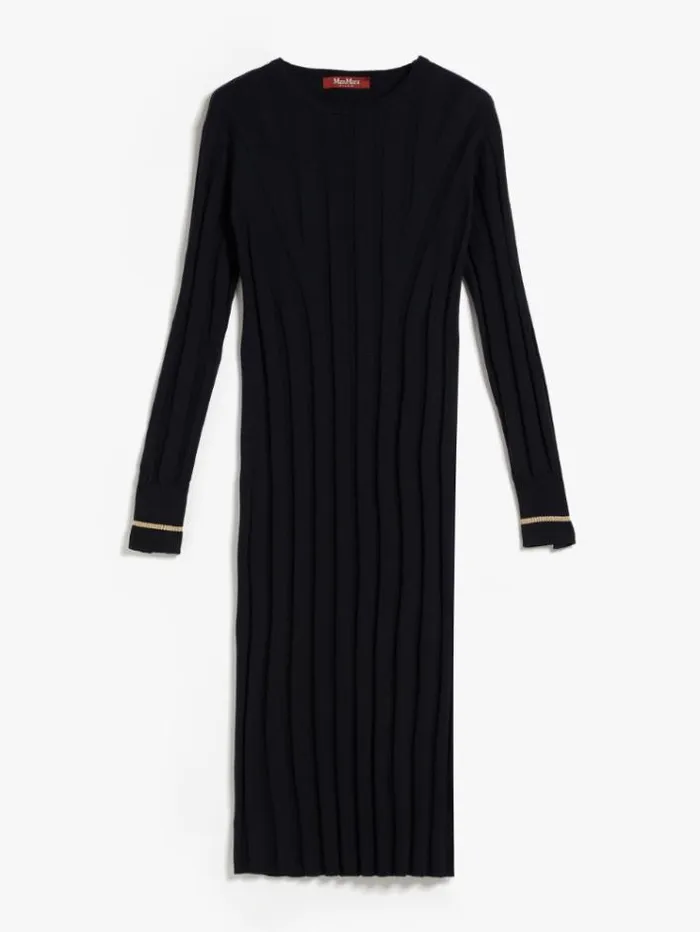 Woman Long Wool Yarn Dress Navy Maxmara Dresses Woman Long Wool Yarn Dress Navy Maxmara Dresses