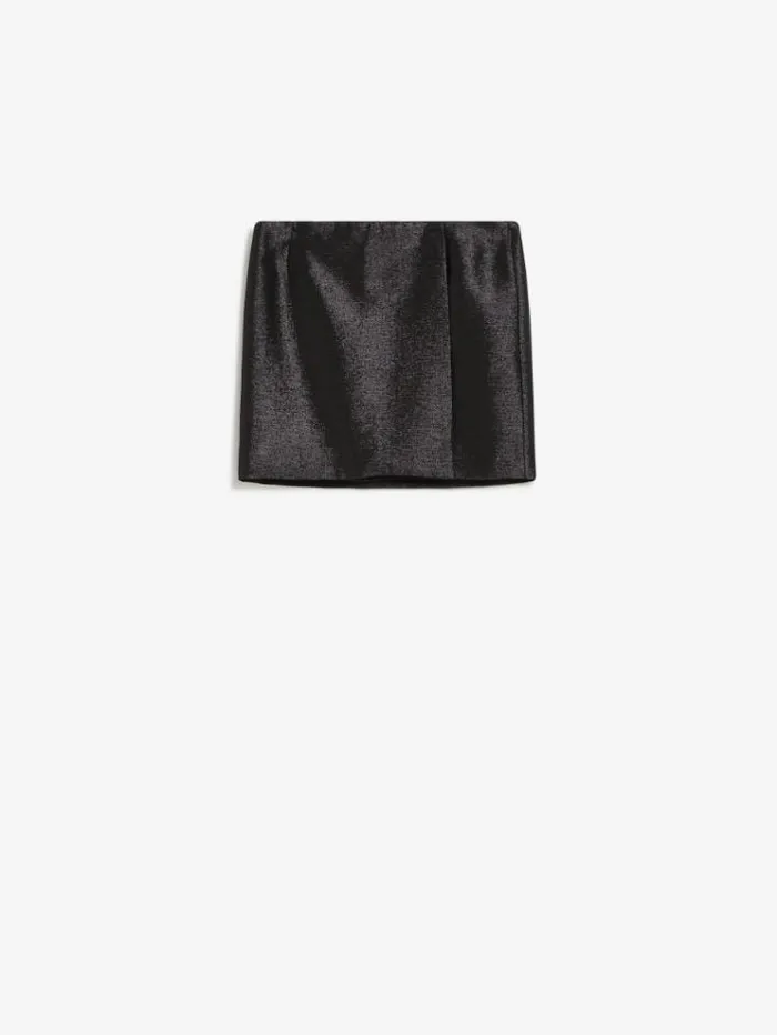 Woman Lowwaisted Mini Skirt In Metallic Fabric Black Maxmara Skirts Woman Lowwaisted Mini Skirt In Metallic Fabric Black Maxmara Skirts