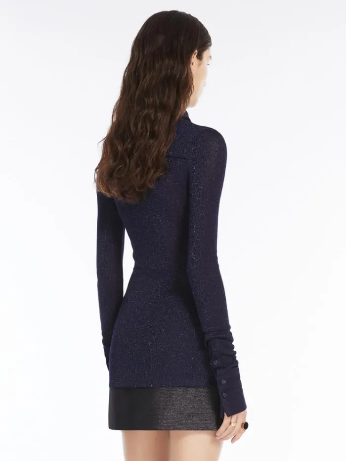 Woman Lurex Jersey Shirt Navy Maxmara Shirts And Tops