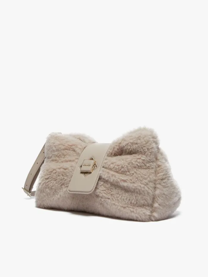 Woman Maxi Teddy Fabric Clutch Bag Sand Maxmara Teddy Bag