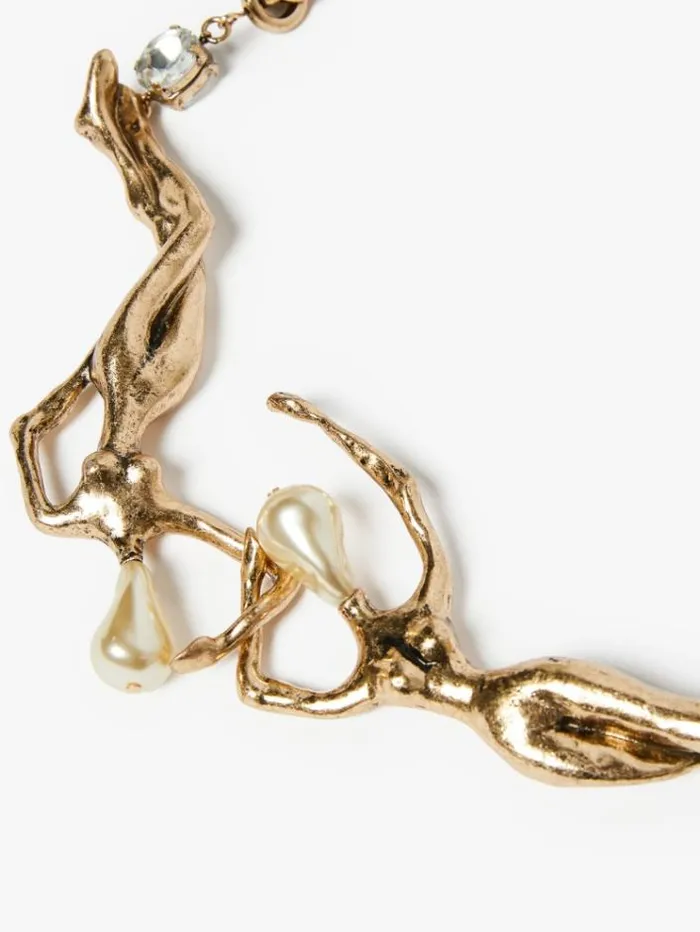 Woman Metal And Glass Necklace Gold Maxmara Jewelry