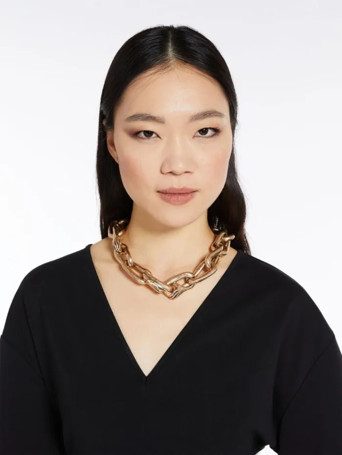 Woman Metal Chain Necklace Gold Maxmara Jewelry Woman Metal Chain Necklace Gold Maxmara Jewelry