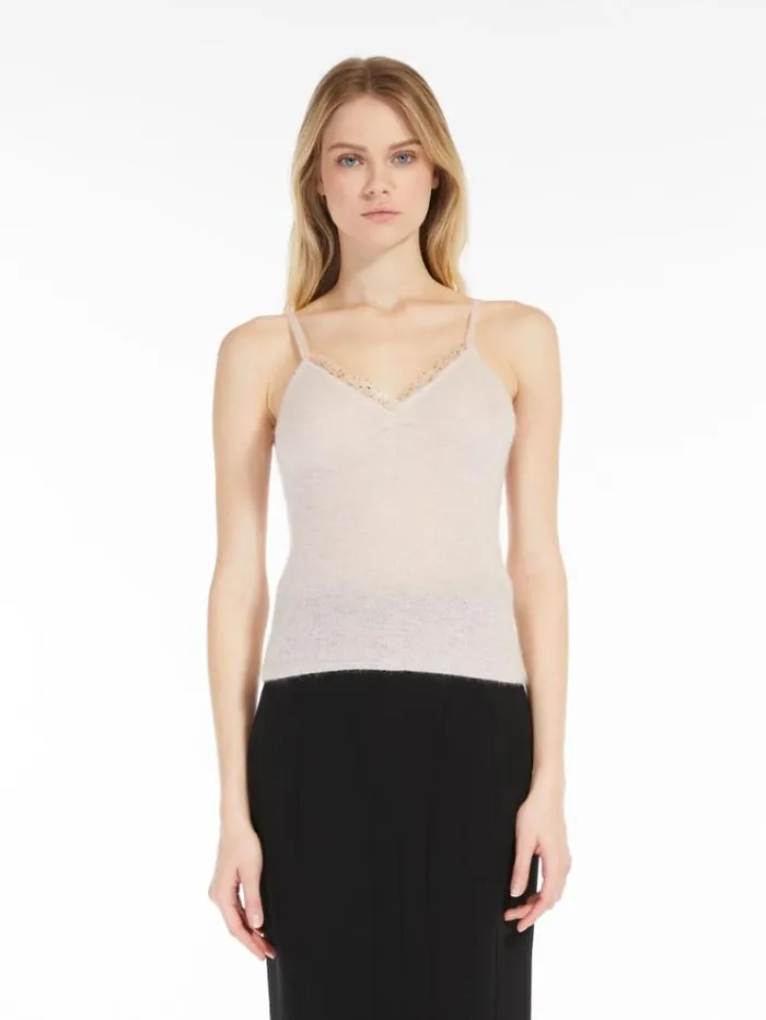 Woman Mohair And Wool Yarn Top Powder Maxmara Knitwear And Sweatshirts