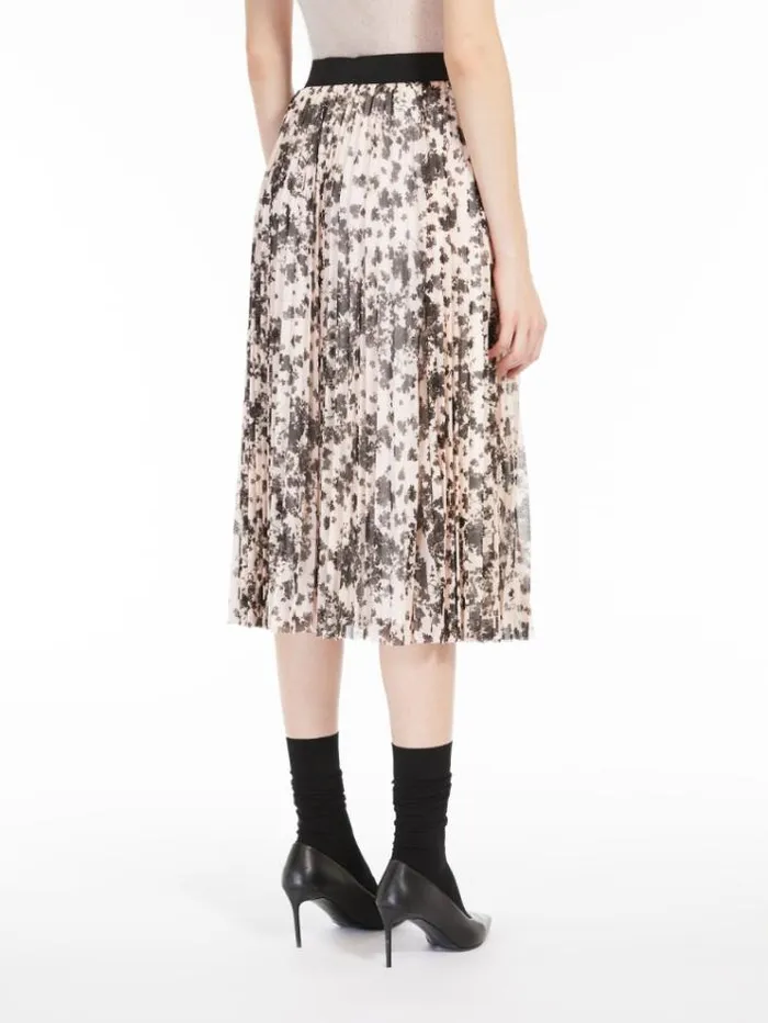 Woman Pleated Printed Tulle Skirt Powder Maxmara Skirts Woman Pleated Printed Tulle Skirt Powder Maxmara Skirts